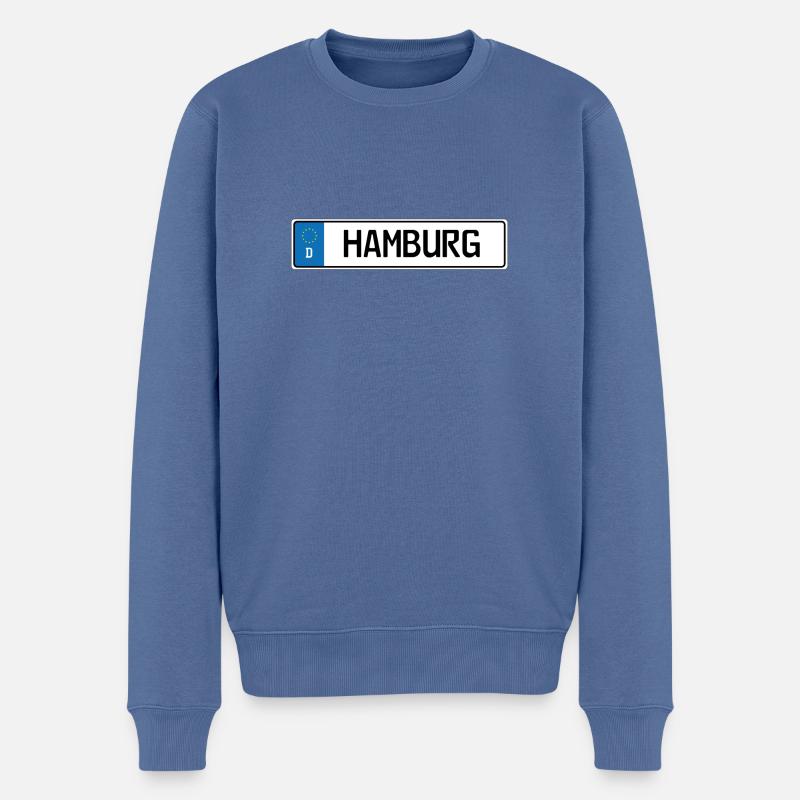 Kennzeichen Hamburg - Männer Premium Bio Pullover - Taubenblau