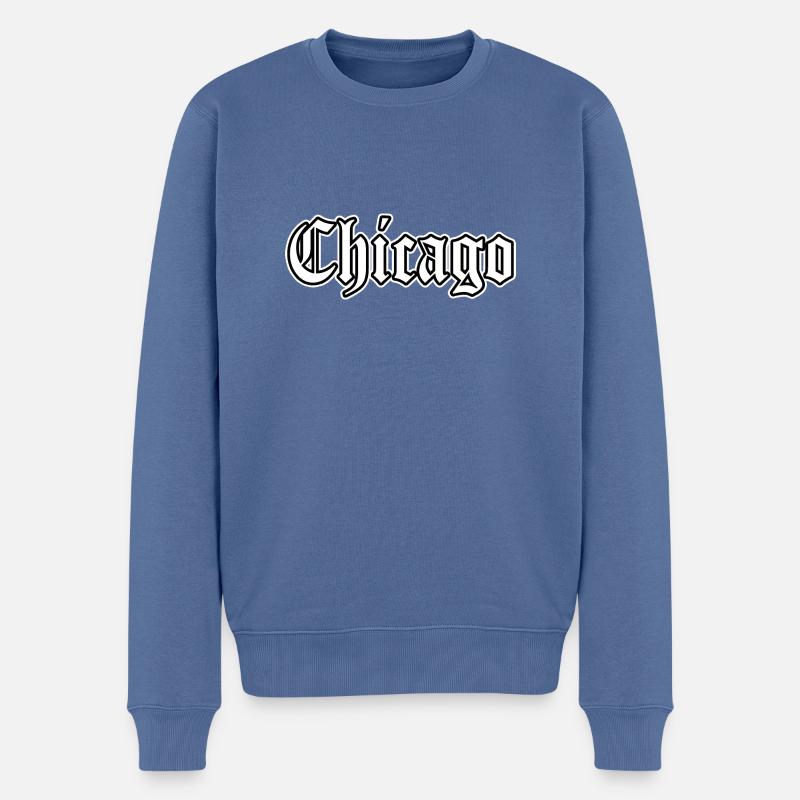 Chicago Graffiti Style Schrift - Männer Premium Bio Pullover - Taubenblau