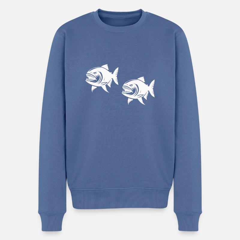 piranha 2 - Männer Premium Bio Pullover - Taubenblau