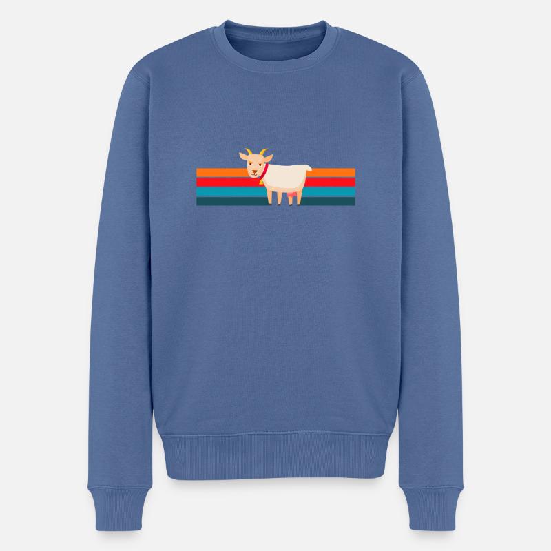 Retro-Ziege - Männer Premium Bio Pullover - Taubenblau