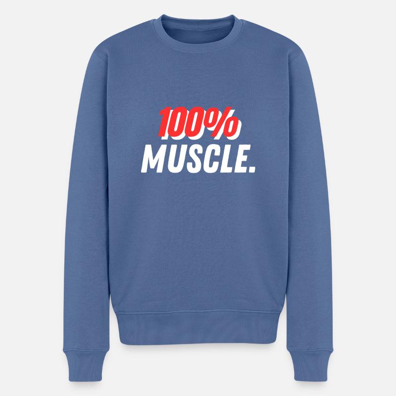 100 % Muscle. - Männer Premium Bio Pullover - Taubenblau