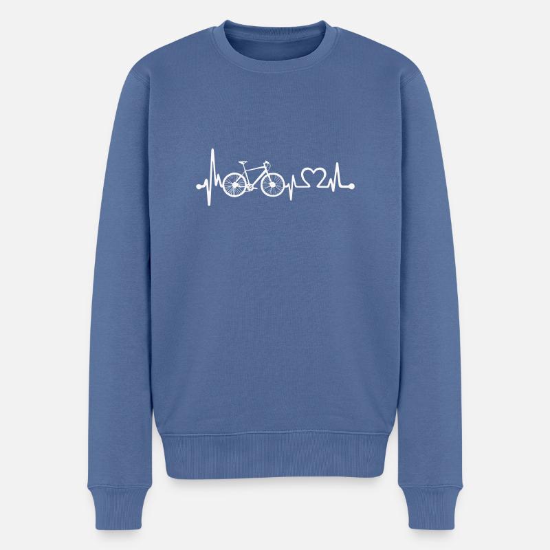 Fahrrad Love Beat - Männer Premium Bio Pullover - Taubenblau