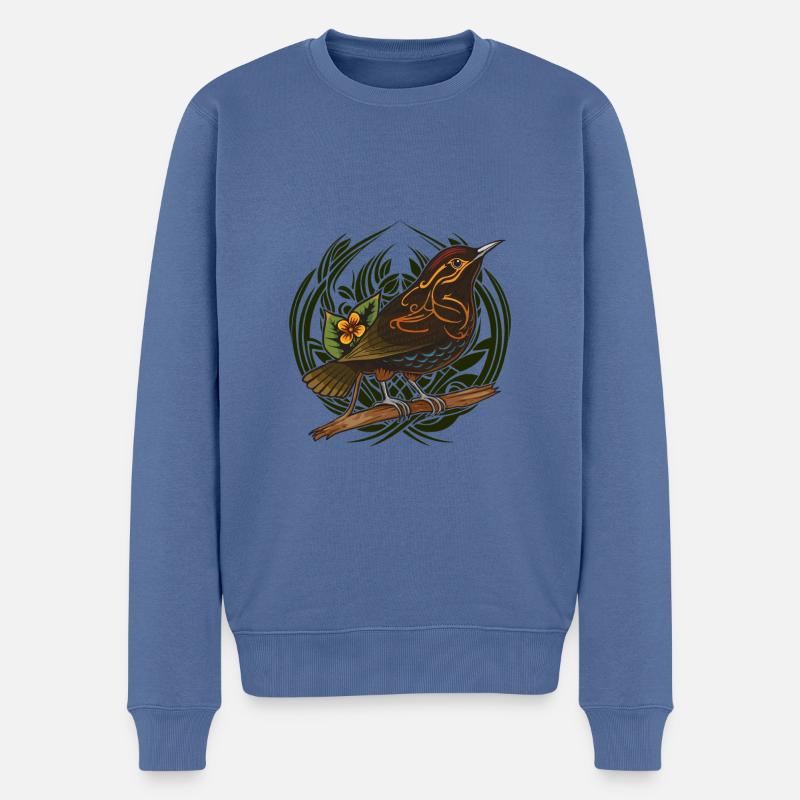 Troglodyte mystique de style celtique - Pull Premium bio Homme - bleu pigeon