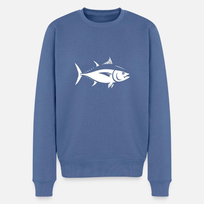 Thunfisch - Männer Premium Bio Pullover - Taubenblau