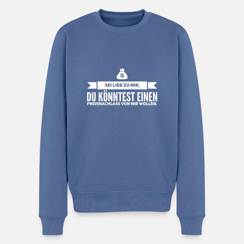 Vertrieb, verkaufen, Preisnachlass - Männer Premium Bio Pullover - Taubenblau