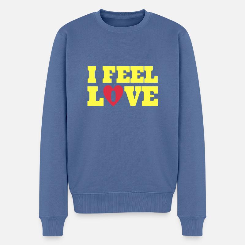 Ich fühle Liebe - Männer Premium Bio Pullover - Taubenblau