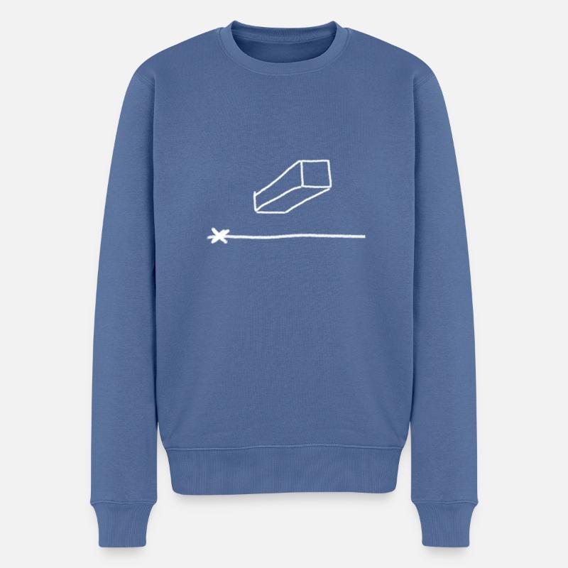 Central perspective ; Undersight ; Drawing ; Article - Men's Premium Organic Jumper - stone blue