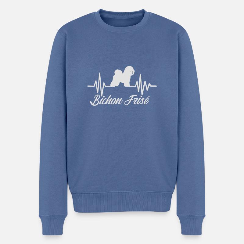Bichon Frise - Männer Premium Bio Pullover - Taubenblau