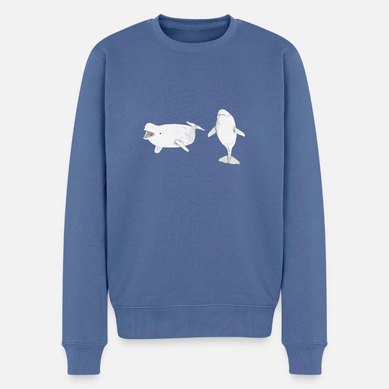 Zwei Beluga Wale - Männer Premium Bio Pullover - Taubenblau