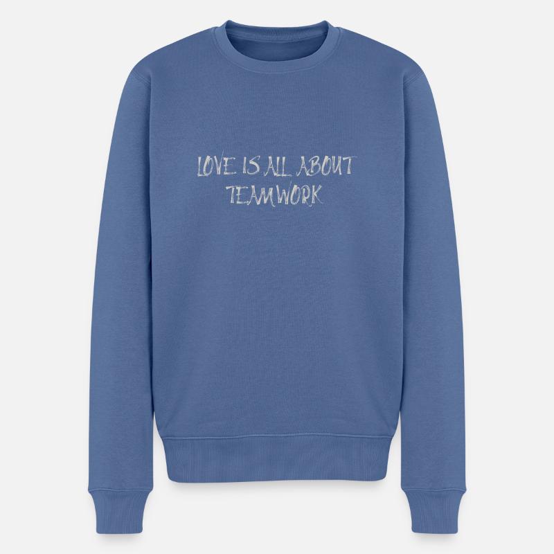 love is - Männer Premium Bio Pullover - Taubenblau