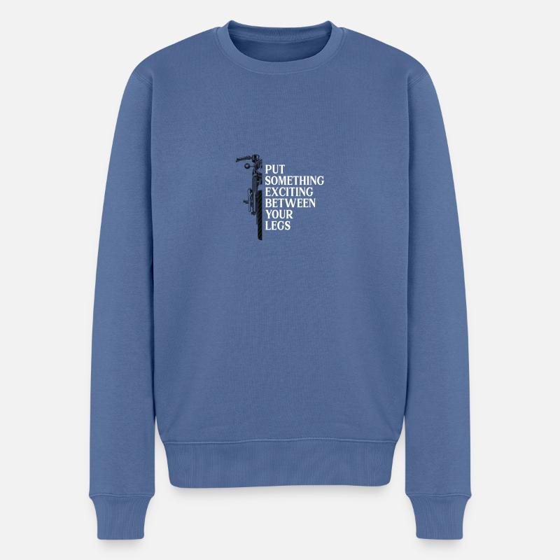 Put something exciting between your legs - Männer Premium Bio Pullover - Taubenblau