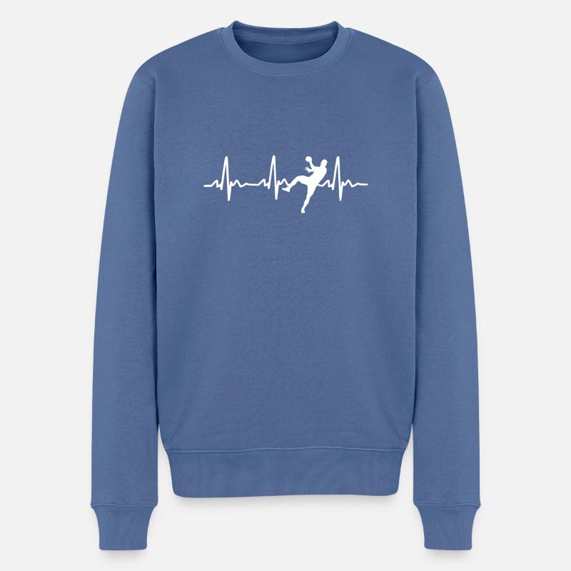 Handball Herzschlag Sport Puls - Männer Premium Bio Pullover - Taubenblau