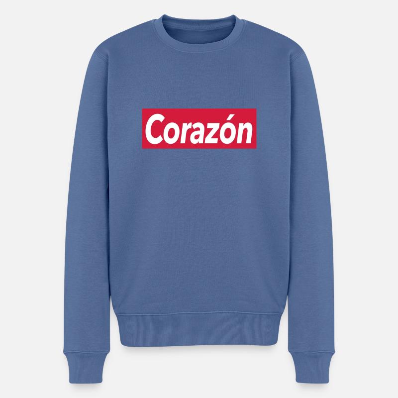 Corazon - Herz - Männer Premium Bio Pullover - Taubenblau