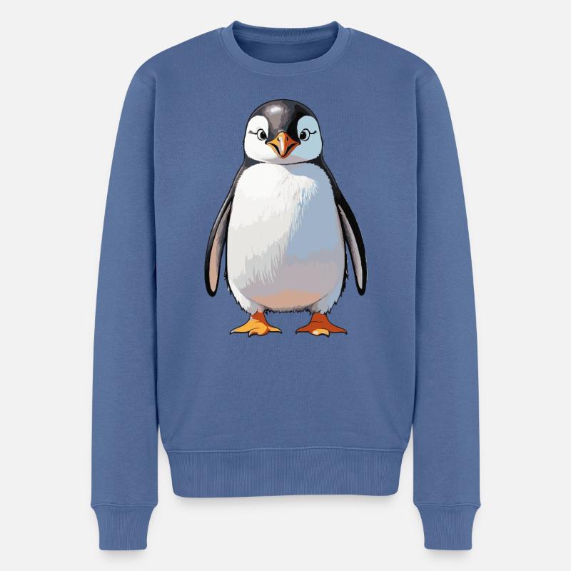 Pingouin - Autocollant animal mignon - Pull Premium bio Homme - bleu pigeon