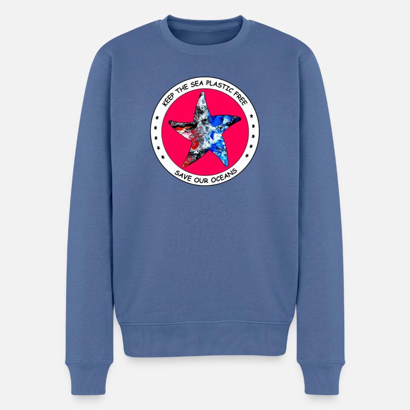 save our oceans - Männer Premium Bio Pullover - Taubenblau