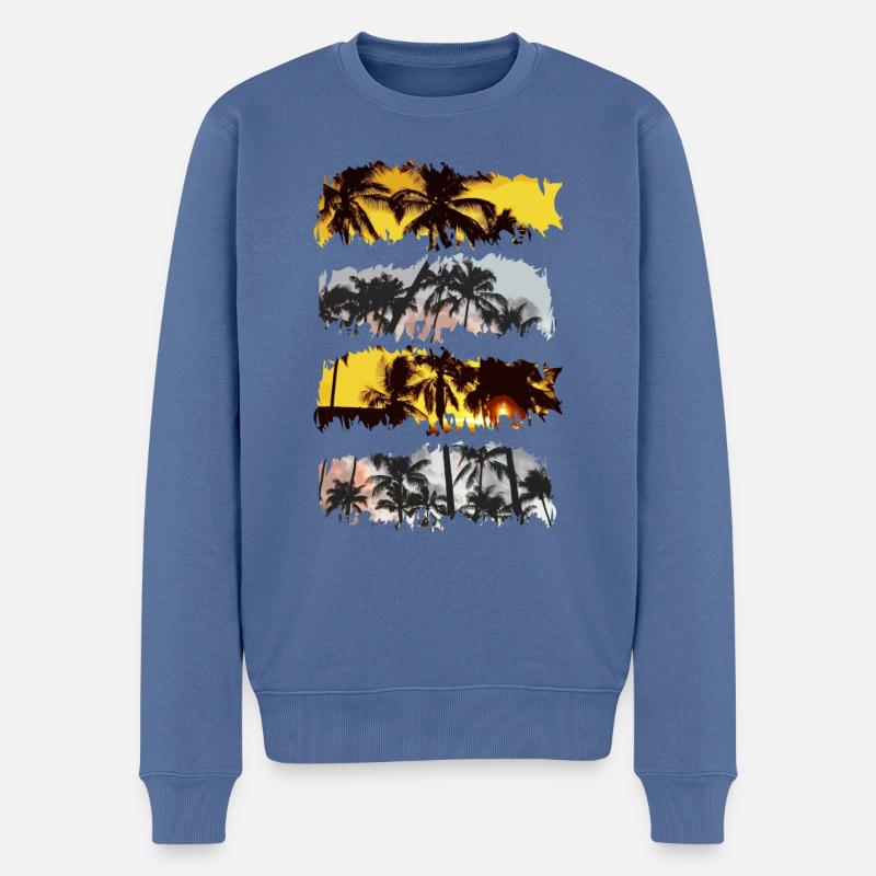 Palmen - Männer Premium Bio Pullover - Taubenblau