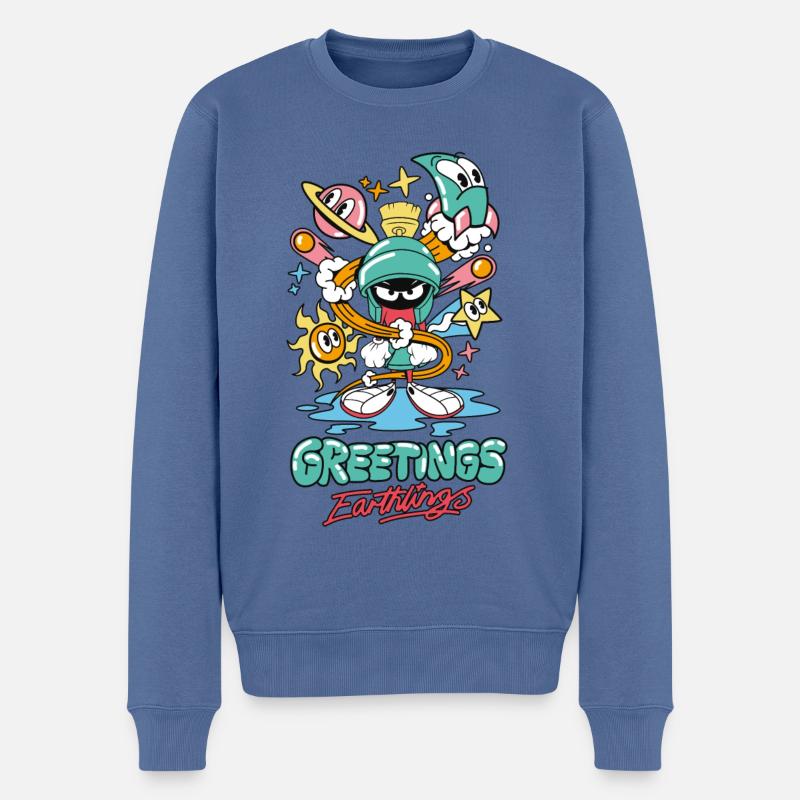 Looney Tunes Marvin Greetings Earthlings - Männer Premium Bio Pullover - Taubenblau