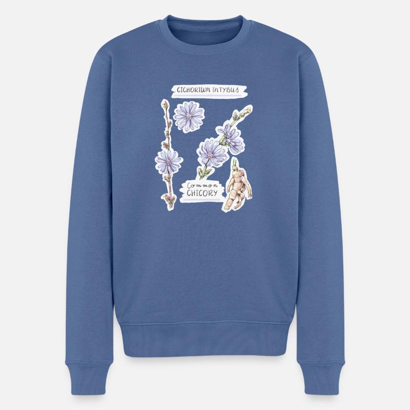 Chicorée-Reisender - Zeichnung - Männer Premium Bio Pullover - Taubenblau