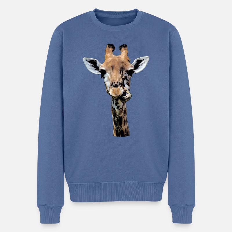 girafe drôle à mâcher - Pull Premium bio Homme - bleu pigeon
