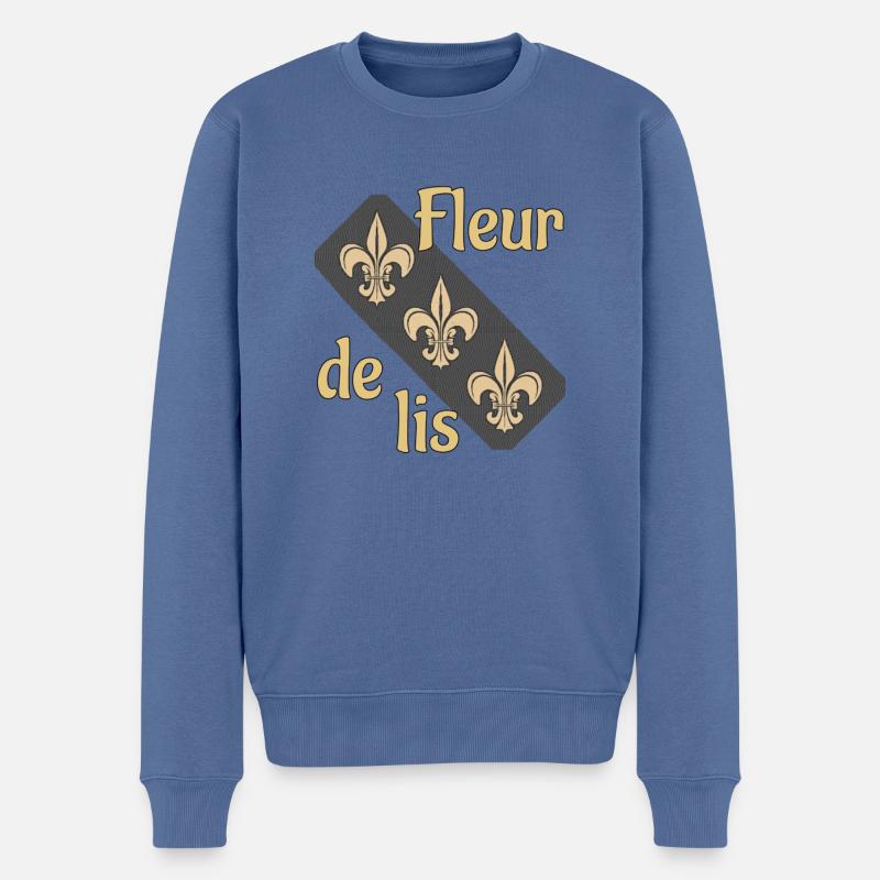 Lis française Fleur-de-lis - Pull Premium bio Homme - bleu pigeon