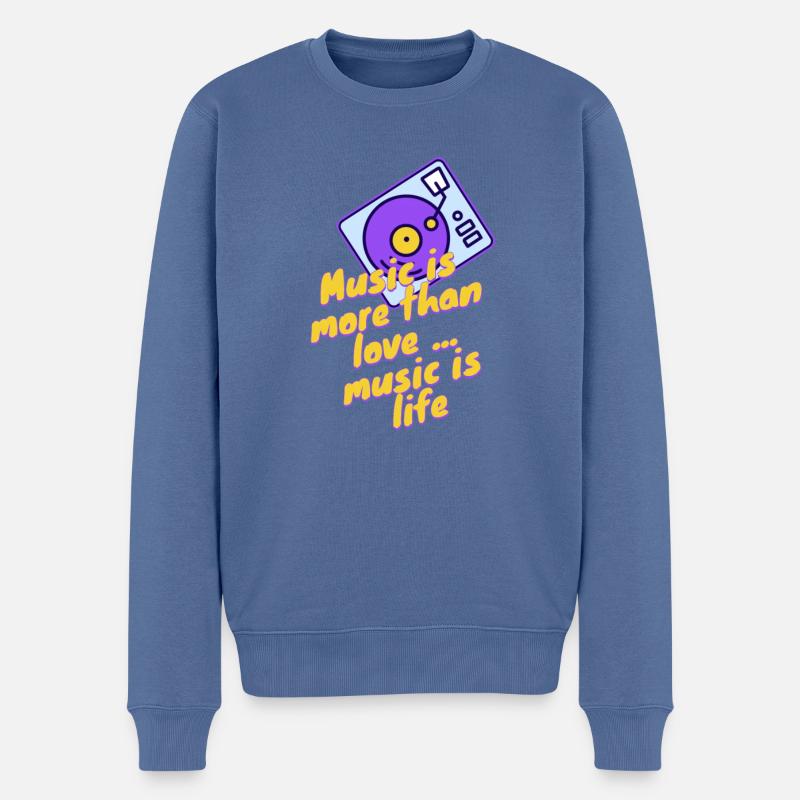 music is life - Männer Premium Bio Pullover - Taubenblau