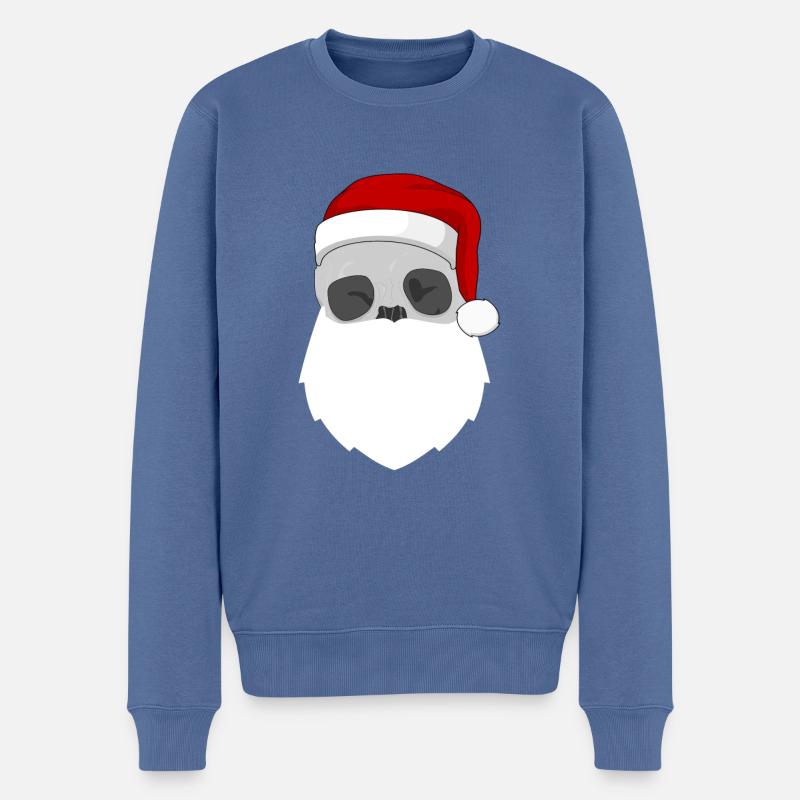 Weihnachtsmann_Schädel - Männer Premium Bio Pullover - Taubenblau