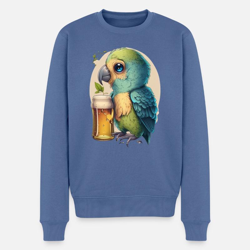 Süßer Bier Papagei - Männer Premium Bio Pullover - Taubenblau