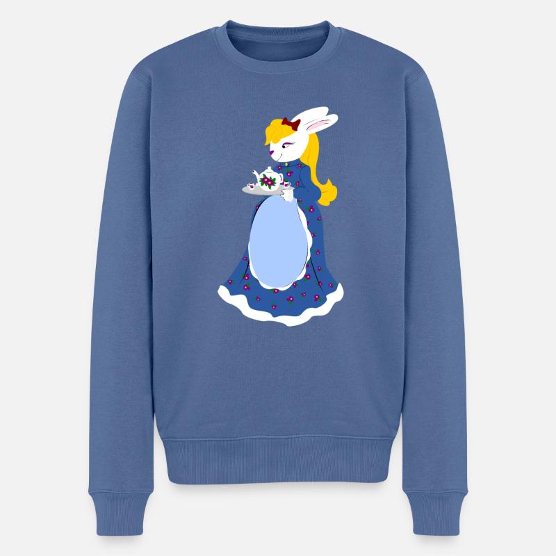 Lapine Heure du Thé - Pull Premium bio Homme - bleu pigeon