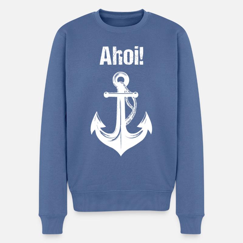 Motif d’ancre - Ahoy ! - Pull Premium bio Homme - bleu pigeon