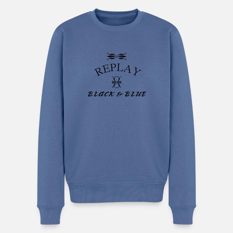 Replay - Männer Premium Bio Pullover - Taubenblau