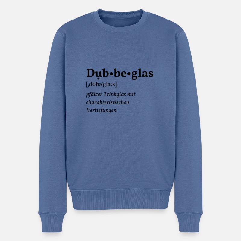 Dubbeglas (schwarz) - Männer Premium Bio Pullover - Taubenblau