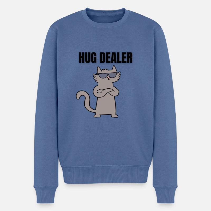 HUG DEALER KATZE - Männer Premium Bio Pullover - Taubenblau