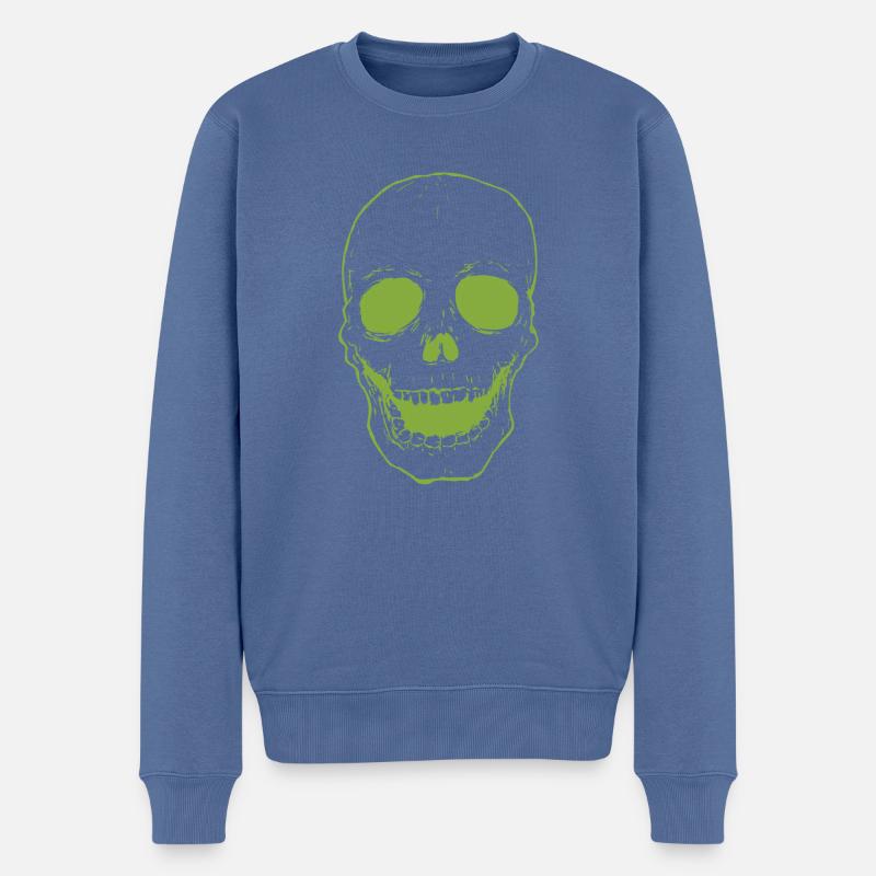 Green Skull - Männer Premium Bio Pullover - Taubenblau