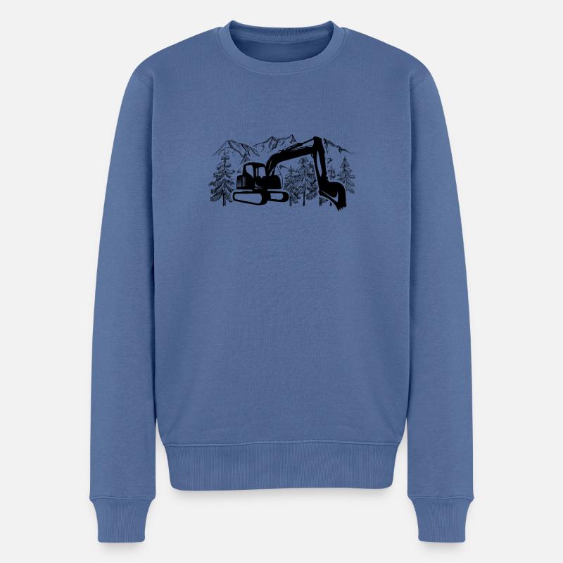 Baggerfahrer Tshirt - Männer Premium Bio Pullover - Taubenblau