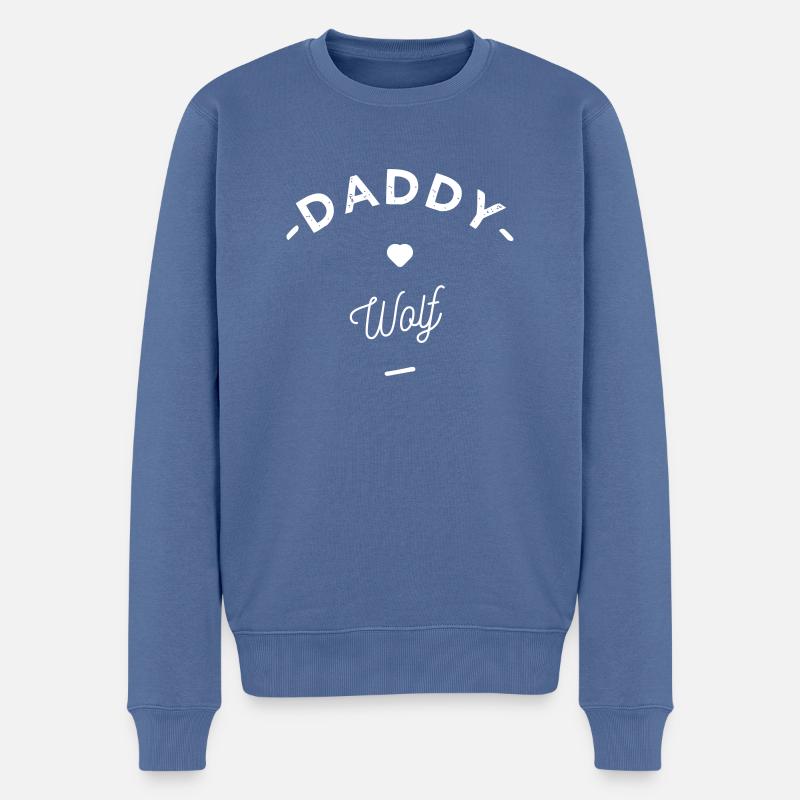 Daddy wolf - Pull Premium bio Homme - bleu pigeon