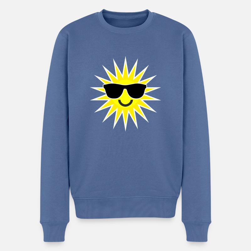 Soleil smilie - Pull Premium bio Homme - bleu pigeon