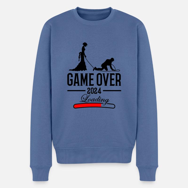 Hochzeit Loading 2024 Game Over - Männer Premium Bio Pullover - Taubenblau