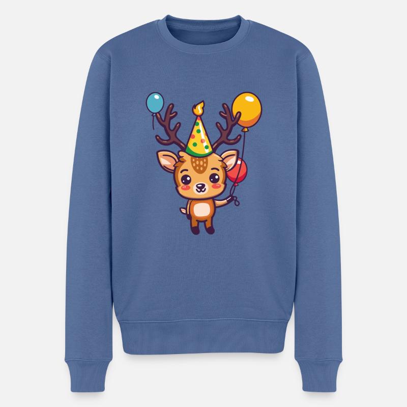 Bande dessinée d’anniversaire de cerf - Pull Premium bio Homme - bleu pigeon