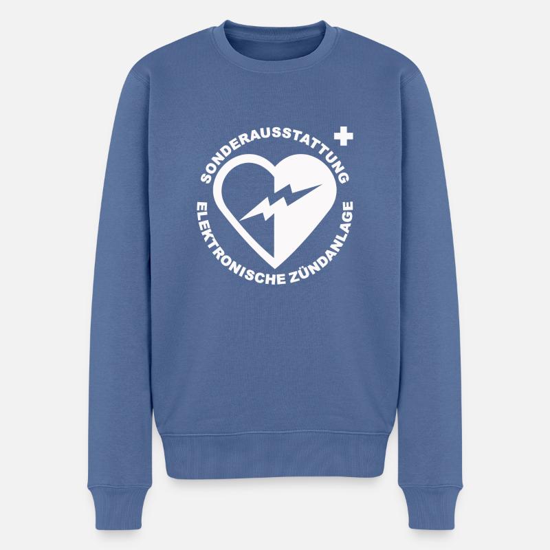 Defi-Shirt, schwarz - Männer Premium Bio Pullover - Taubenblau