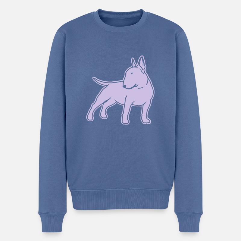 Bullterrier cn_single_1c_4dark - Männer Premium Bio Pullover - Taubenblau
