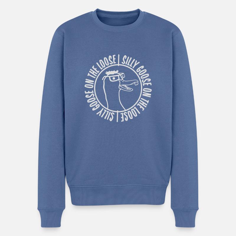 goose on the loose - Männer Premium Bio Pullover - Taubenblau