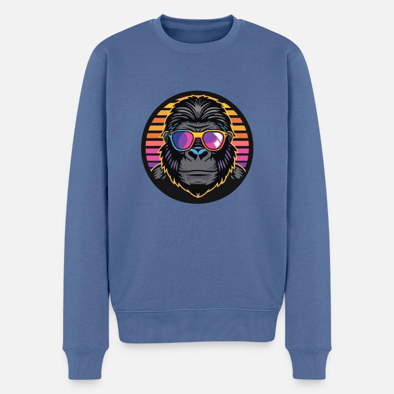 Gorilla Comic Cool - Männer Premium Bio Pullover - Taubenblau