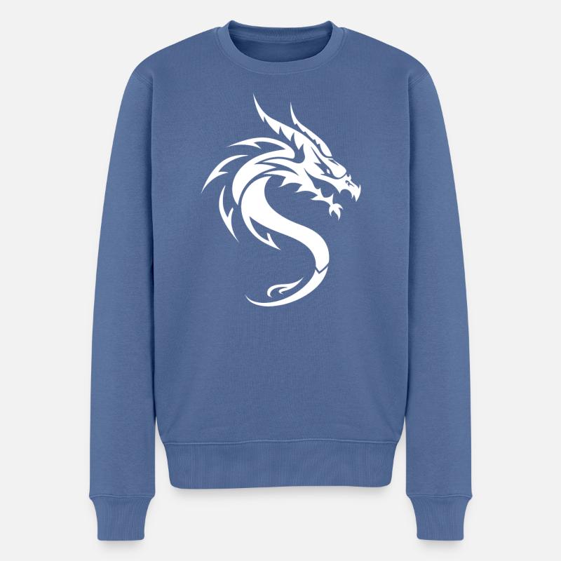 Drachen Tattoo - Männer Premium Bio Pullover - Taubenblau