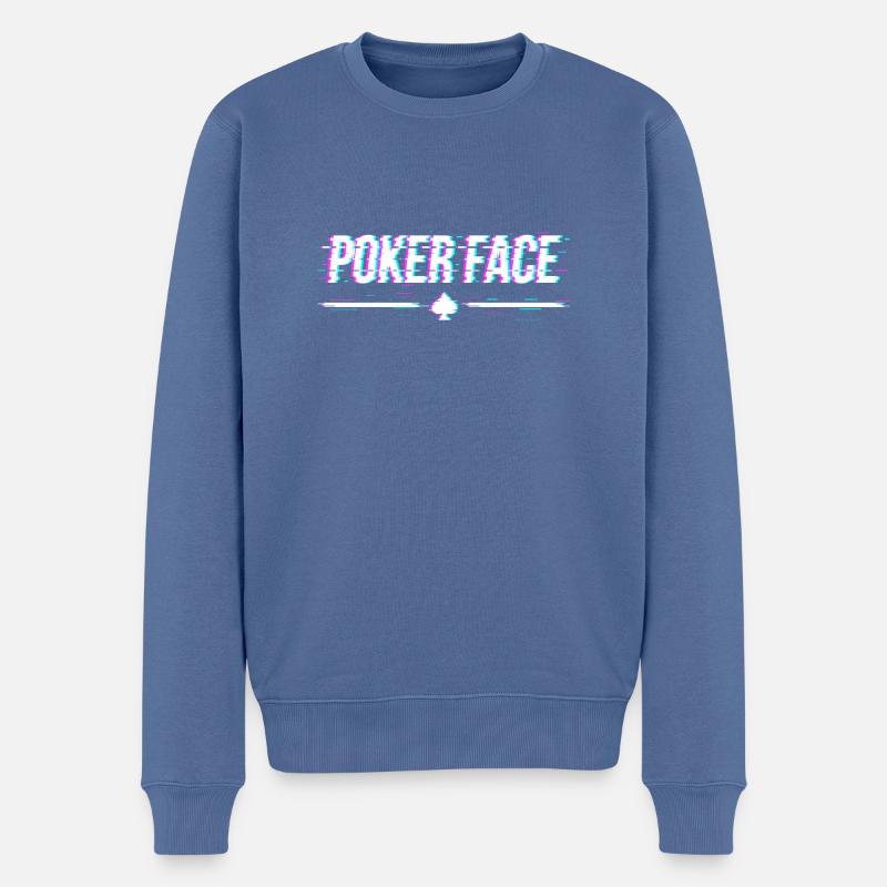 pokerface - Pull Premium bio Homme - bleu pigeon