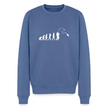 Evolution Fischen Angeln Shirt - Männer Premium Bio Pullover - Taubenblau - Vorne - Nico (187cm)