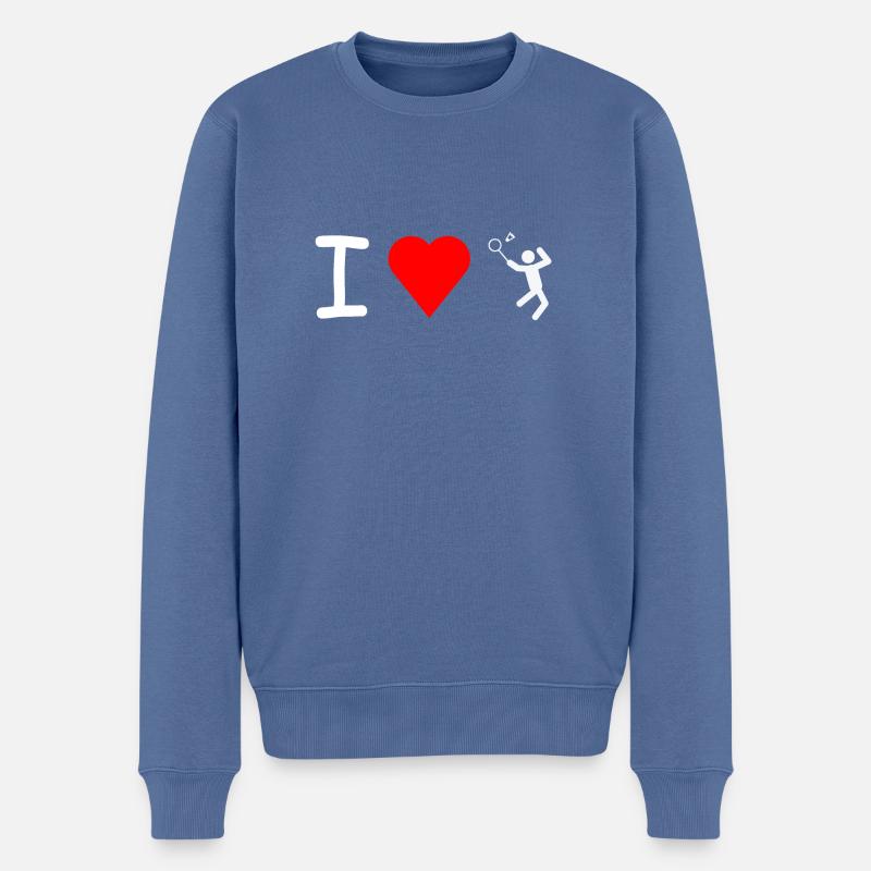 J'adore Badminton - Pull Premium bio Homme - bleu pigeon