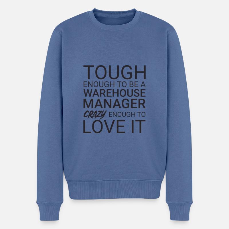 Warehouse Manager Crazy - Männer Premium Bio Pullover - Taubenblau