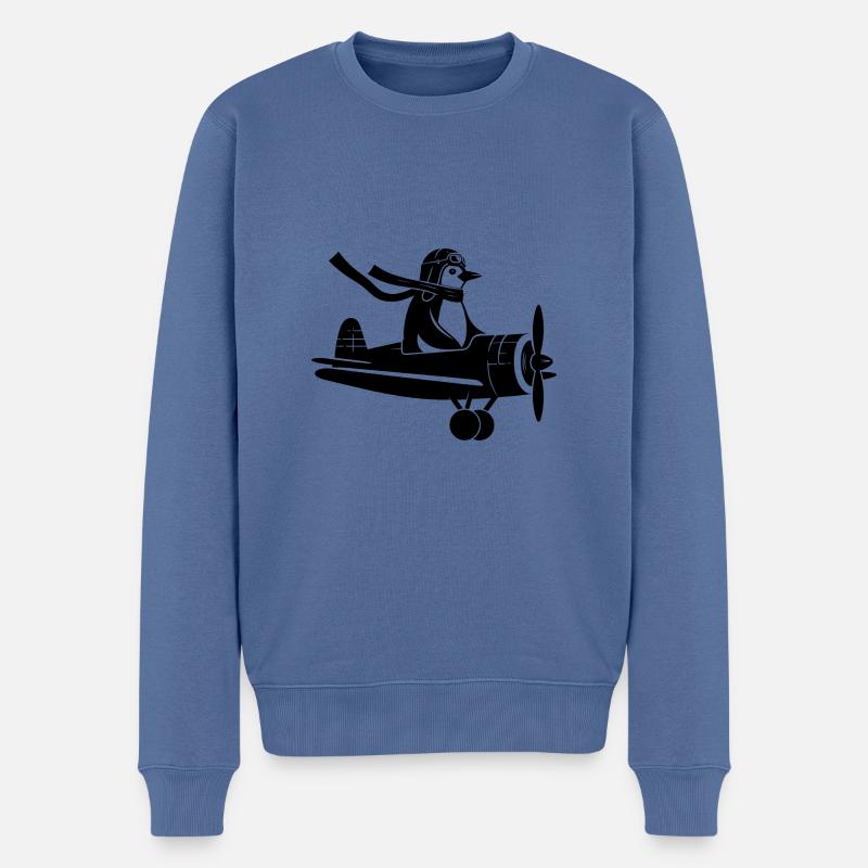 Pinguin Piloten Silhouette Flugschein - Männer Premium Bio Pullover - Taubenblau