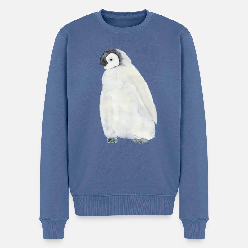 Pinguin - Männer Premium Bio Pullover - Taubenblau