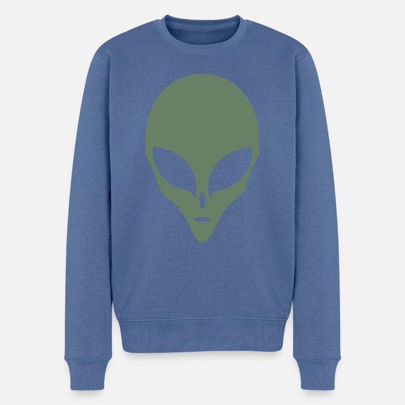 Alien Silhouette Head Face - Pull Premium bio Homme - bleu pigeon